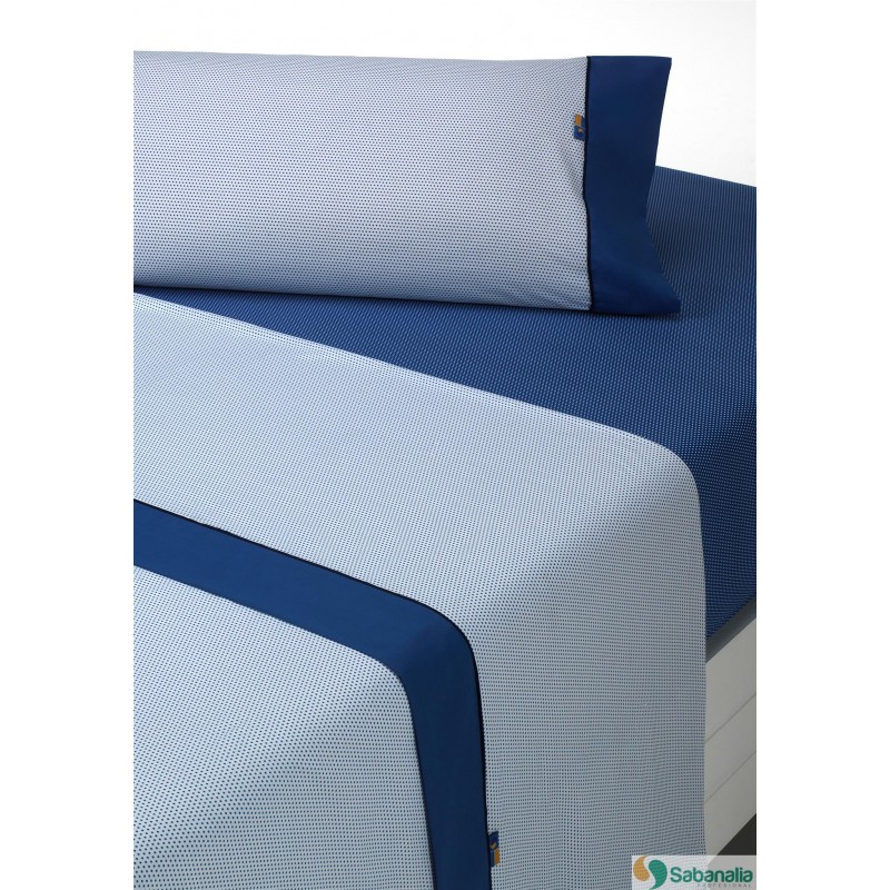 JUEGO DE SABANAS MOTA PARA CAMA DE 105 COLOR AZUL